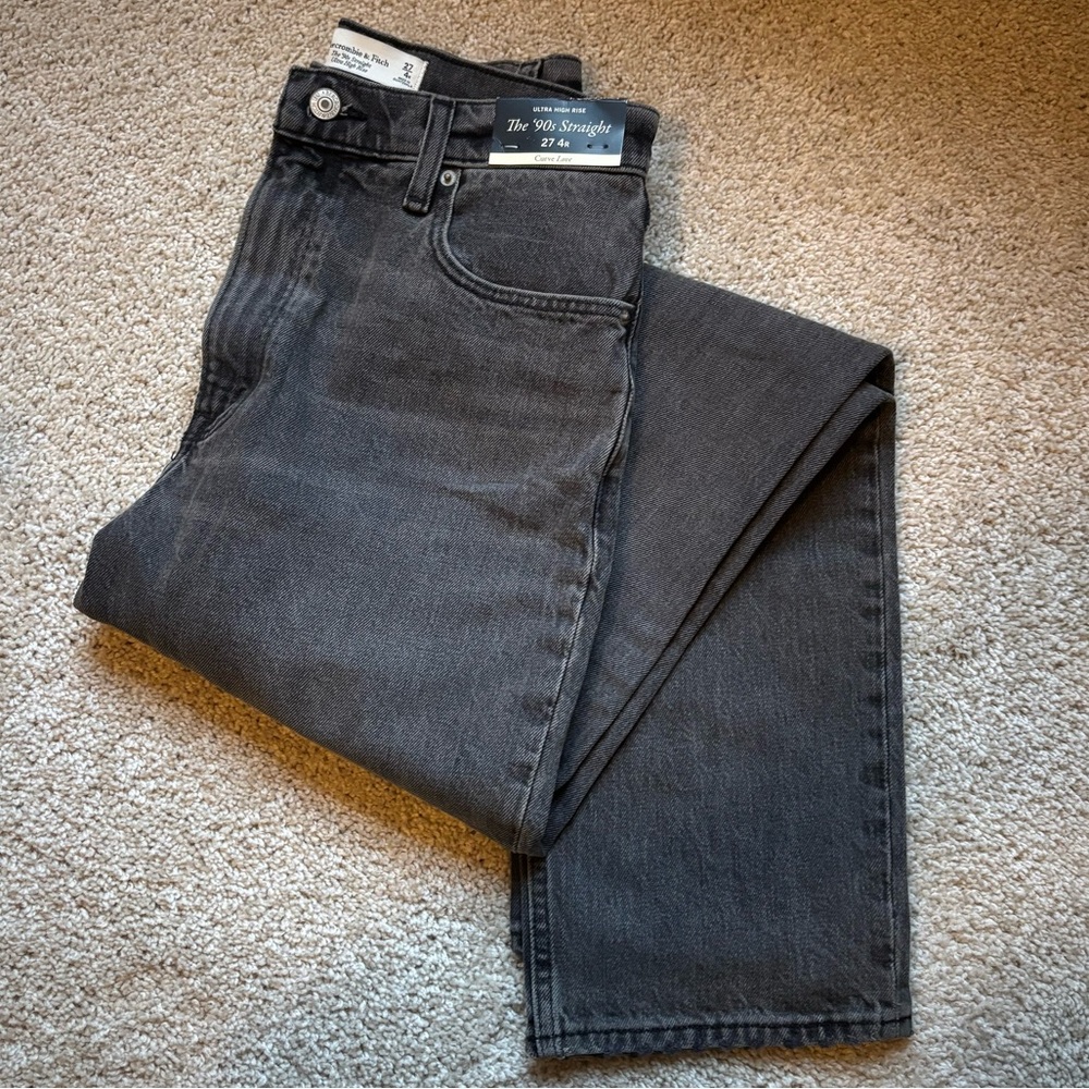 Abercrombie & Fitch 90s Straight Ultra High Rise Curve Love Jeans 27 4R Black
